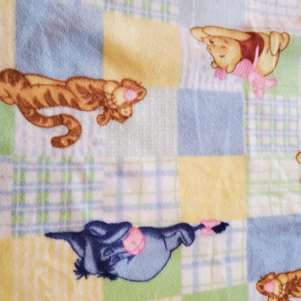 Disney Winnie the Pooh Fleece Baby blanket Tigger Eeyore Piglet Patchwork Pastel